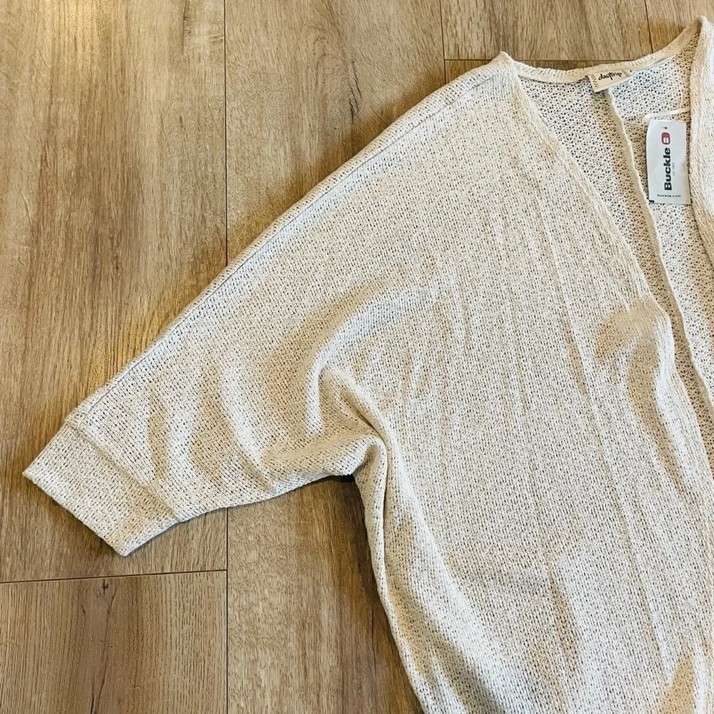 Daytrip Cream Flyaway Knit Open Front Lightweight Cardigan Sweater Size L New